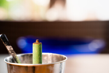 Close-up of a mosquito repellent stick based on d-alethrin on a blurred background. Rescue from...