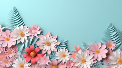 Paper Art Origami of flowers background created with Generative AI Technology