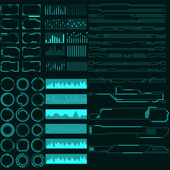 Futuristic virtual graphic touch user interface, Mega set Stock vector Futuristic Hud elements.