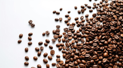 Obraz premium Roasted Richness: Coffee Beans on White Background Generative AI