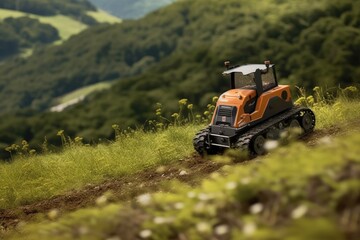 Remote Controlled Slope Mower on Hillside