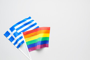 LGBT and Greece flags isolated on white background