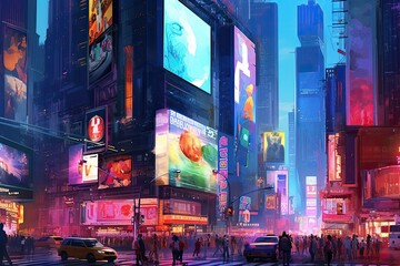 Night City Digital Billboard