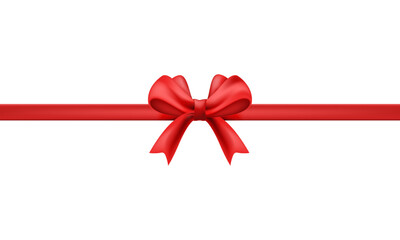 vector elegant red ribbon and bow isolated on white