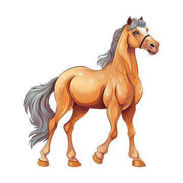 brown horse with gray mane walking clip art preview