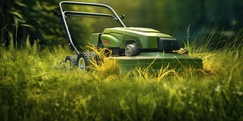 Lawn Mower Cutting Long Grass