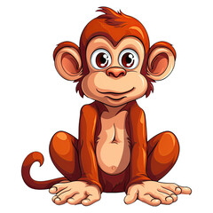 Fototapeta premium Cute cartoon monkey. Animal clipart illustration. Generative AI