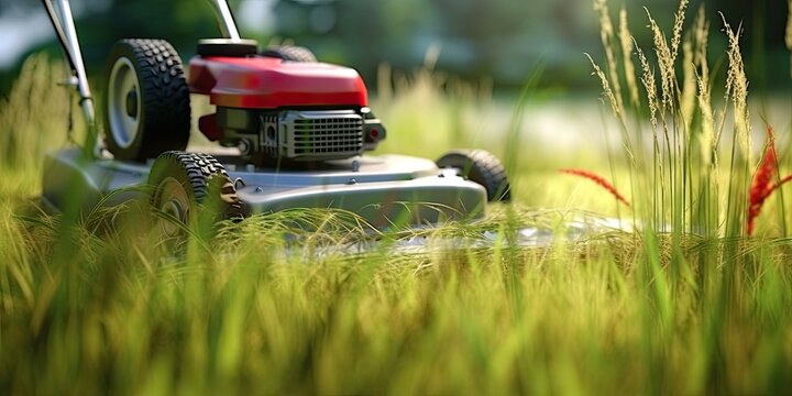 Lawn Mower Cutting Long Grass