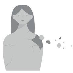 A woman's emotions are graying out. simple vector illustration.