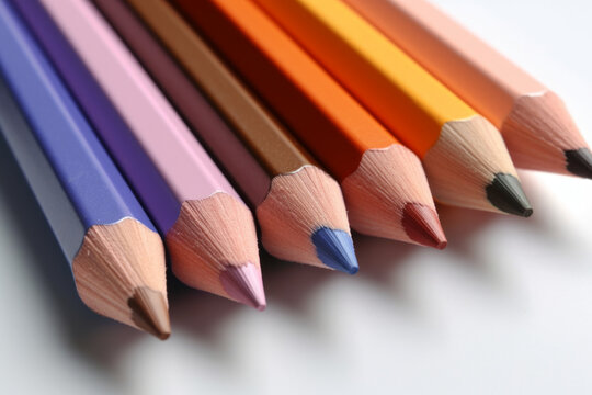 delightful bunch of colorful pencils lying on table. vibrant and playful energy, as pencils come in variety of vivid hues, adding burst of color to scene