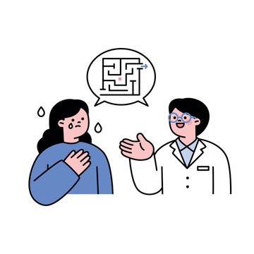 patient and doctor discussing maze solution clip art preview