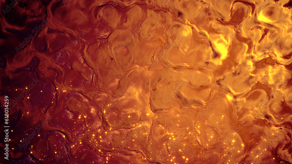Poster burning red and orange organized curves texture - abstract 3D rendering