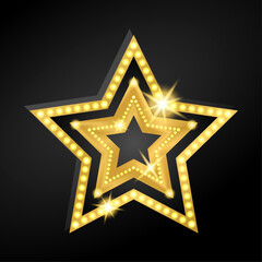 Vector shiny golden star isolated. Luxury design element with golden glow. Star icon. Festive decor element