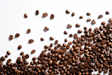 Obraz premium Roasted Richness: Coffee Beans on White Background Generative AI