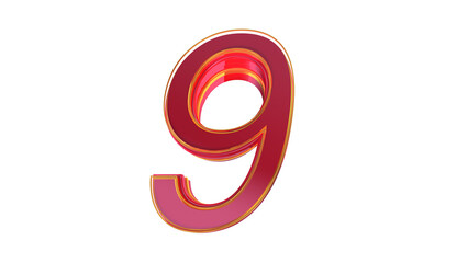 Creative red 3d number 9