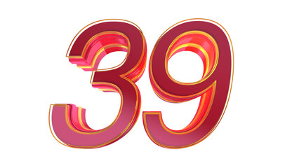 Creative red 3d number 39