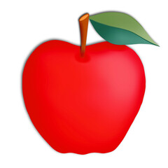 Illustration red apple with leaf , fruit, element, hand drawing, 