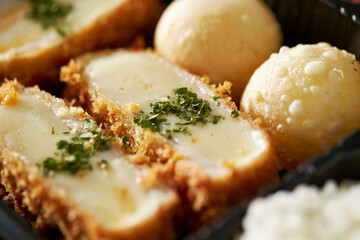 Cheese pork cutlet on a plate	