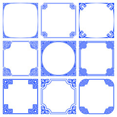 Square frames, geometric antique traditional Greek ornament