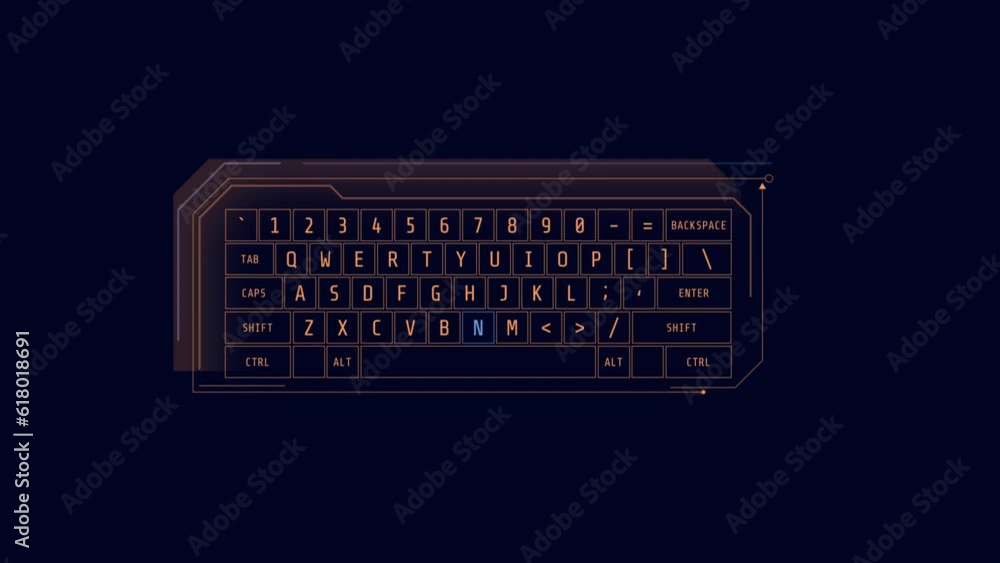 Poster hud element - animation of 3d virtual keyboard.