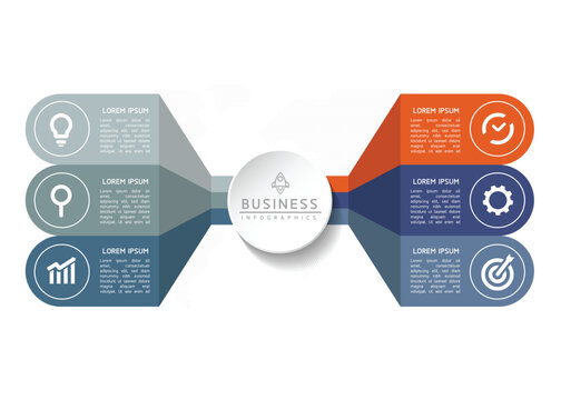 Vector Infographic Business Presentation Template Connected With 6 Options