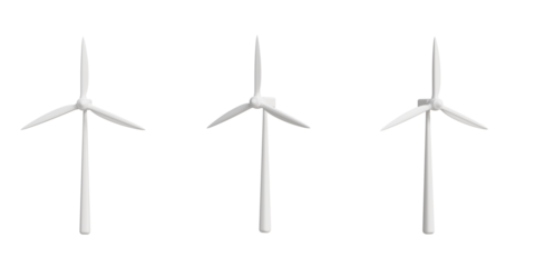 white wind turbine on isolated background.