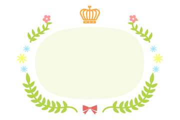 植物と王冠のフレーム（カラー）