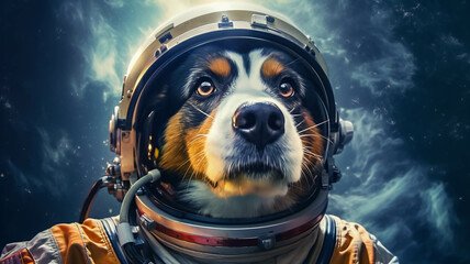 Perro Astronauta en el espacio. ia generada