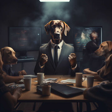 Perros Reunión De Negocios. Ia Generada