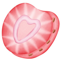Single slice red strawberry illustration