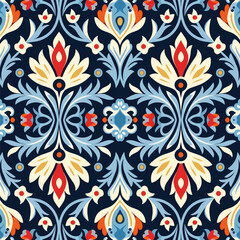 Uzbek floral motif ethnic ikat pattern beautiful background art.