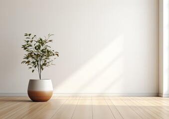 Fototapeta na wymiar Plant in the interior, Empty wall, AI generative