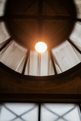 lamp in the hotel, lamp in building, yellow lamp, vintage lamp