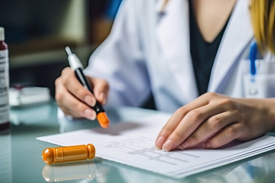 A pharmacist is preparing a prescription and medicine