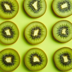 Fototapeta premium Top View of a sliced kiwi pattern. Generative AI.