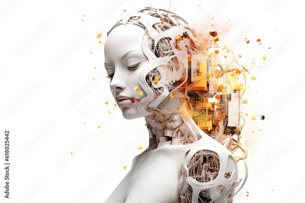 Wall mural artificial inteligence, ai, futuristic image, machine learning, technology integration, robot and ro