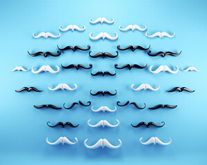 Fototapeta premium Blue Whiskers: Mustache Symbol as a Nod to Movember Men's Health Month—Perfect for Awareness Campaigns