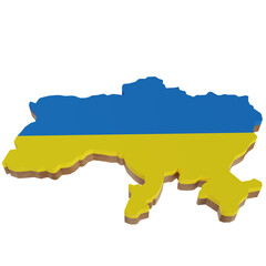 3D Ukraine Map with national flag