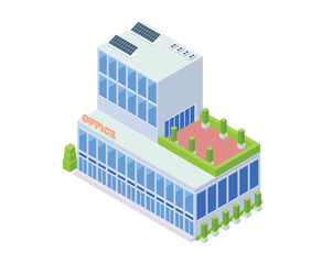 Vector illustration of flat isometric building, office or apartment city illustration element