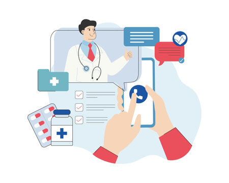 Video call to doctor. Online consultation in real mode. Electronic drug prescription. Correspondence with doctor via messenger. Step by step plan for treatment and taking medications in email