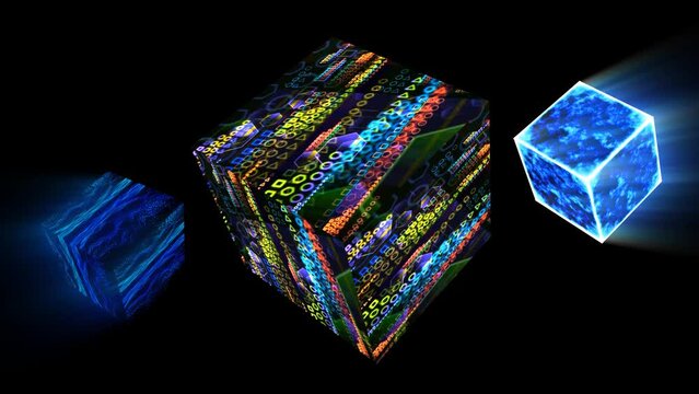 cube relationship  futuristic quantum computer being calculate massive data for analysis and marketing research