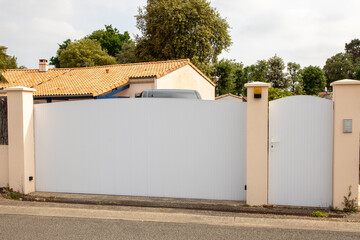 white pvc door classic home plastic pedestrian door plastic gate slats portal garden entry of house