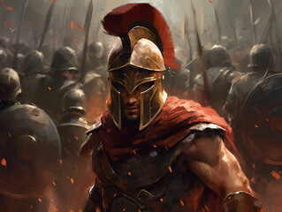 Roman warrior. Digital art. Generative AI.