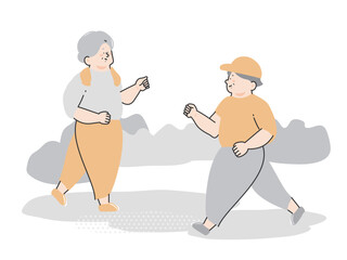 運動をする2人のシニア女性