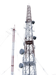 telecommunication tower with antennas. mobile phone tower on transparent background (png)