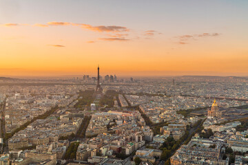 Skyline of Paris with Eiffel tower and La Defense, Paris, France