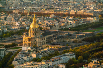 Aerial view of Invalides and Tomb of Napoleon Bonaparte, Paris, France