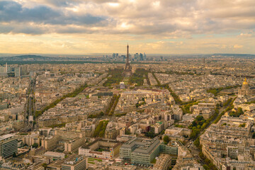 Fototapeta na wymiar Elevated with of skyline of Paris with eiffel tower in Paris