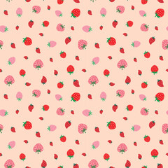 Cute ditsy strawberries seamless pattern vector design