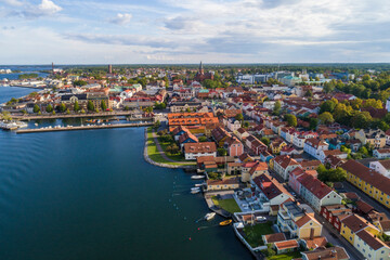 Aerial view of Vastervik city with the harbor and old city, Sweden © Cavan